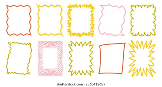 jagged line rectangle form,  line  in yellow, red color vector