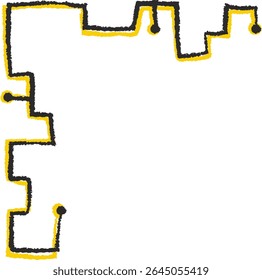 Uma linha irregular com extremidades arredondadas e textura áspera. O caminho angular cria uma forma geométrica exclusiva. Ilustração de vetor de desenhos animados.