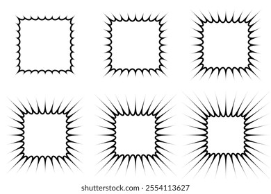 jagged line square frame box background set pack