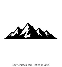 Jagged Mountain Range Silhouette. vector: Ideal for use as a tattoo, icon, web graphic design, and infographic concepts."