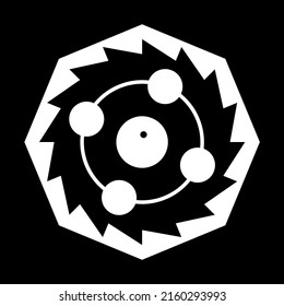 Jagged octagon, with a symbol for the elements, modeled on a crop circle, found at Little Down in Wiltshire. Sign that things are start to move and irreversible changes in the old order are following.