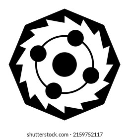 Jagged octagon, with a symbol for the five elements, modeled on crop circle pattern, found at Little Down, near Hippenscombe in Wiltshire, UK. Sign that things are moving and a change is taking place.
