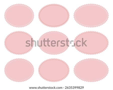 Jagged oval circle frame with lines, pink set