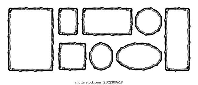 Jagged paper decorative frames collection set in black colours