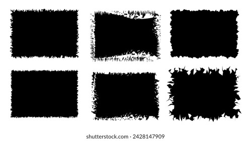 Jagged rectangle. Black simple shape. Rectangle paper template jagged and rough