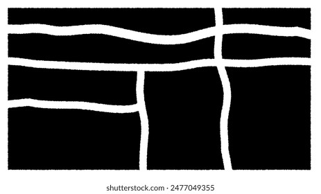 Jagged rectangle. Black simple shape. Rectangle paper template jagged and rough