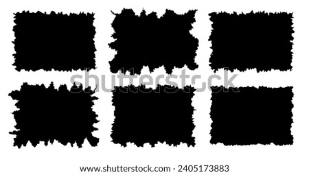 Jagged rectangle. Black simple shape. Rectangle paper template jagged and rough Stock foto © 