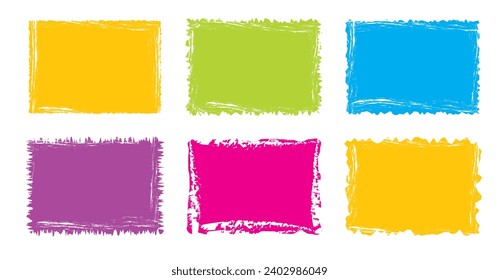 Jagged rectangle. Bright color simple shapes. Rectangle paper template jagged and rough