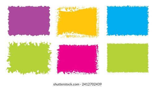Jagged rectangle. Bright color simple shapes. Rectangle paper template jagged and rough