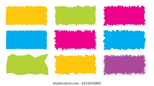 Jagged rectangle. Bright color simple shapes. Rectangle paper template jagged and rough