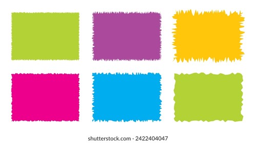 Jagged rectangle. Bright color simple shapes. Rectangle paper template jagged and rough