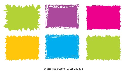 Jagged rectangle. Bright color simple shapes. Rectangle paper template jagged and rough