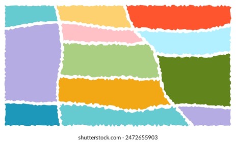 Jagged rectangle. Bright color simple shapes. Rectangle paper template jagged and rough.