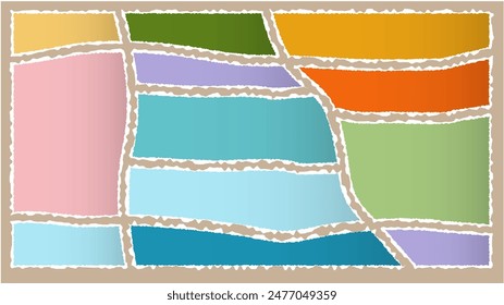 Jagged rectangle. Bright color simple shapes. Rectangle paper template jagged and rough.