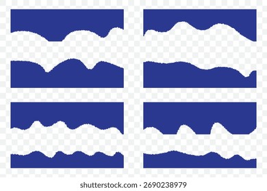 Retângulo irregular. Conjunto de papel rasgado, forma de retângulo de borda irregular. Forma de papel retangular rasgado. Manchete, borda caligráfica, fundo isolado do cabeçalho do grunge. Quadro de retângulo de borda áspera. Vetor