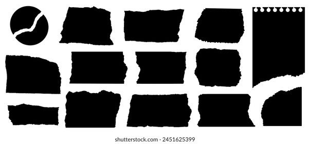 Jagged Rectangles. Torn Paper Silhouettes. Squares with Ripped Paper Effect. Collection of Torn Paper Various Shapes Isolated on White Background. Vector Elements with Rough Edges. Paper Tears.