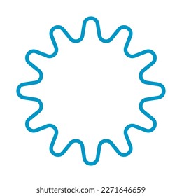 Jagged round frame with blue outline color on white background