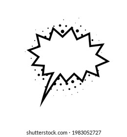 Jagged speech bubble icon with halftone. Clipart image isolated on white background