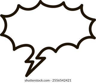 Jagged speech bubble with a lightning bolt tail adds a dynamic and energetic feel to communication, conveying excitement, urgency, or a powerful message