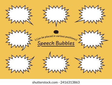 A jagged speech bubble with a wide variety of horn orientations that can be placed in various positions. 
