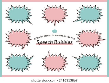 A jagged speech bubble with a wide variety of horn orientations that can be placed in various positions. 