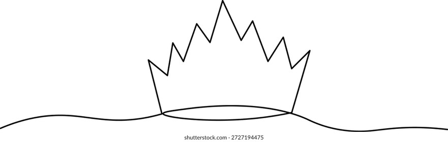 Rei Spiky Jagged Coroa Linha contínua Arte Vetor Minimalista