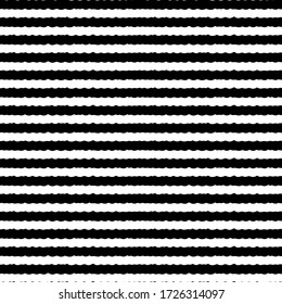 Jagged stripes seamless pattern. Curved lines ornament. Curves print. Striped background. Broken line shapes wallpaper. Linear waves motif. Wavy stripe figures. Ethnical textile print. Vector art