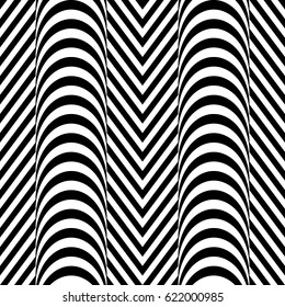 Jagged stripes. Zigzag lines. Seamless surface pattern design with wavy linear ornament. Repeated chevrons wallpaper. Digital paper for page fills, web designing, textile print. Vector illustration.