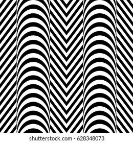 Jagged stripes. Zigzag lines. Seamless surface pattern design with wavy linear ornament. Repeated chevrons wallpaper. Digital paper for page fills, web designing, textile print. Vector illustration.