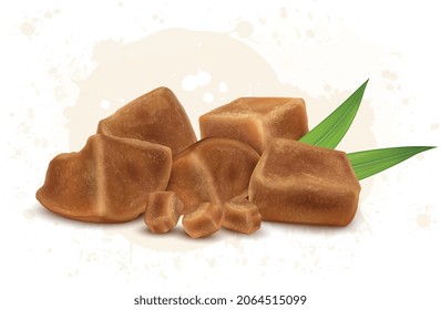 Jaggery piece vector illustration Isolated on white background