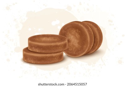 Jaggery sugar cane round cube vector illustration 