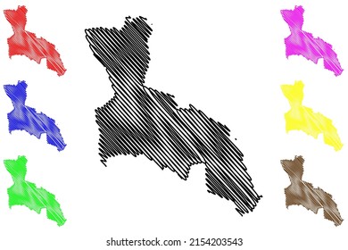 Jaguaquara municipality (Bahia state, Municipalities of Brazil, Federative Republic of Brazil) map vector illustration, scribble sketch Jaguaquara map