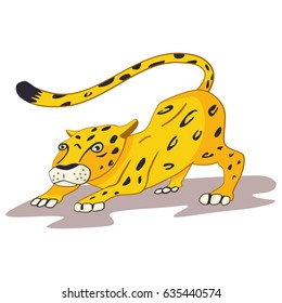 Jaguar animal cartoon vector illustration isolated on white background.