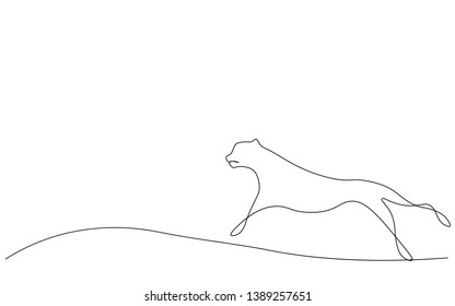 Jaguar animal cat  silhouette line drawing vector illustration