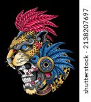 jaguar aztec skull warrior design