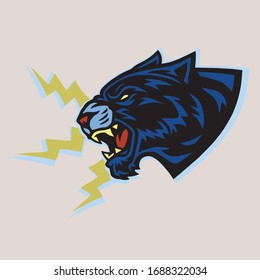 Jaguar Black Tiger Roar Vintage Esports Sport Logo Design Template Vector Mascot