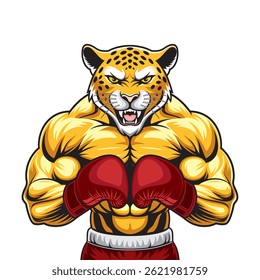 jaguar boxing mascot vector illustration design