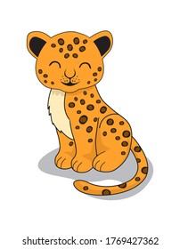 Jaguar Cartoon Isolated - Jaguar Cute Animals Illustration