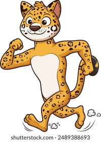 Jaguar character running vector illustration