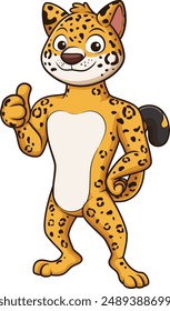 Jaguar character thumbs up vector illustration