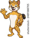 Jaguar character waving vector illustration