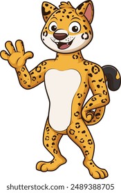 Jaguar character waving vector illustration