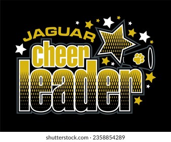 jaguar cheerleader team design with megaphone and stars for school, college or league sports