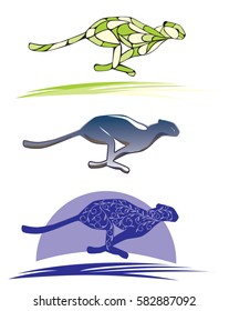 jaguar cheetah logo icon vector character illustration