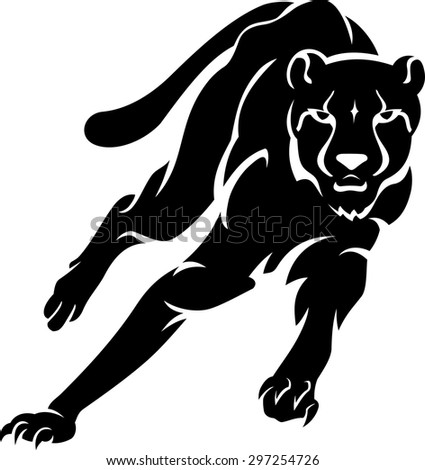 Jaguar or Cheetah silhouette isolated on white background