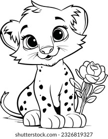 The Jaguar , colouring book for kids, vector illustration