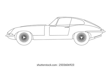 Jaguar E-Type Classic coupe vector retro English England EN speed beauty icon