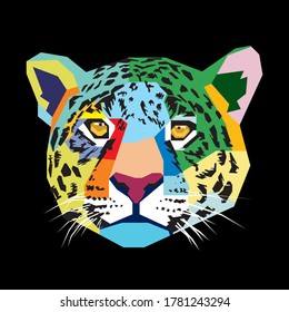 Jaguar Face.sketch and colorful in vector illustration.eps10