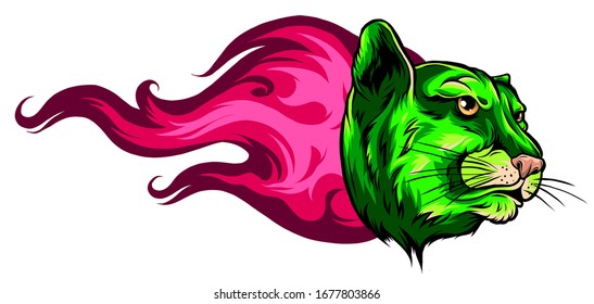 Jaguar Flame Tattoo Vektorillustration Design Kunst