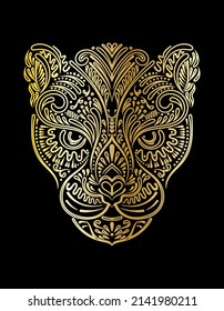 diseño gráfico de decoración jaguar de hogar dorado